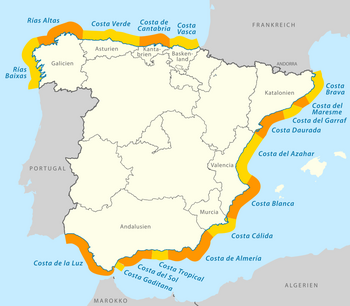 Spanien Karte Küsten