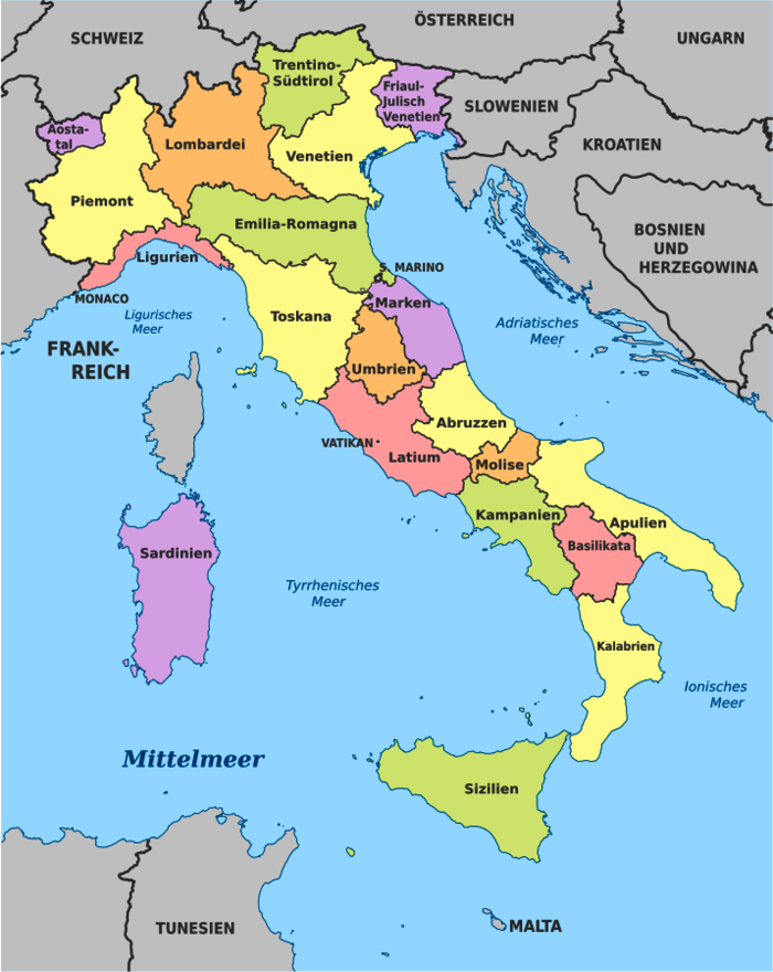 Politische Gliederung Italiens