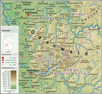 Karte topographisch Odenwald Karte topographisch Odenwald