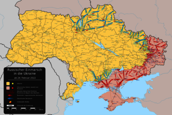Karte zum russsichen Einmarsch in die Ukraine
