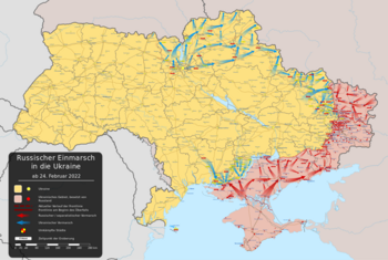 Karte zum russsichen Einmarsch in die Ukraine