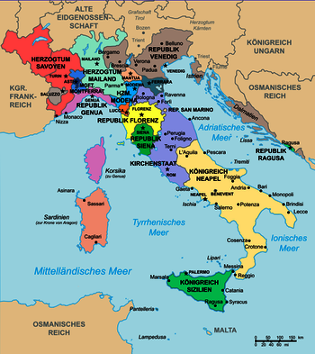 Italien mit Kirchenstaat im Jahr 1494