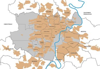 Karte, Kassel, Ortsbezirke