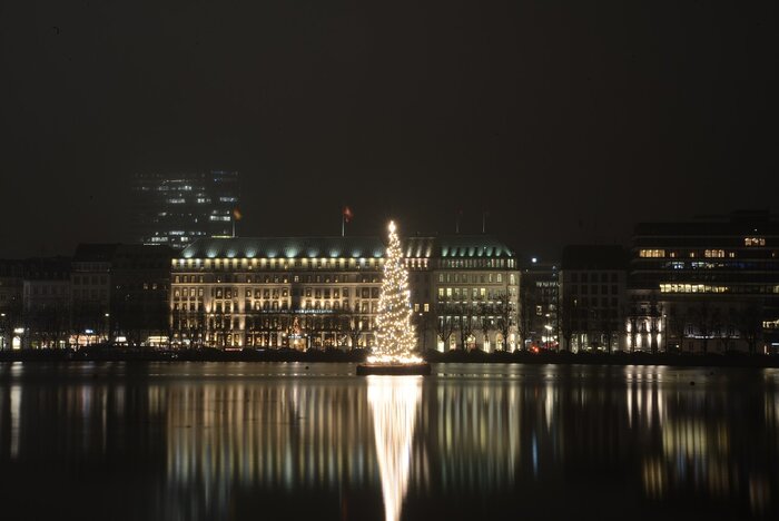 Weihnachtsbaum an der Alster in Hamburg