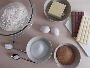 Zutaten für amerikanische Cookies