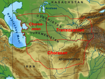Karte der historischen Landschaften in Zentralasien