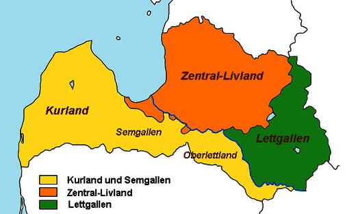 Karte der historischen Regionen in Lettland