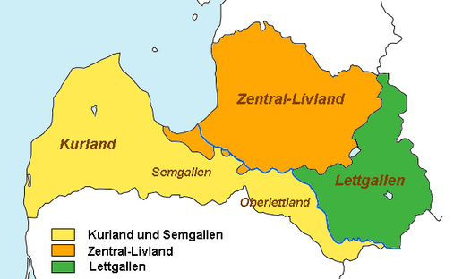 Karte der historischen Regionen in Lettland