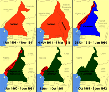 Veränderungen der Grenzen Kameruns seit 1901