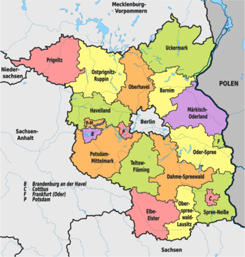 Karte der politischen Gliederung Brandenburgs