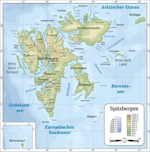 Topografische Karte von Spitzbergen