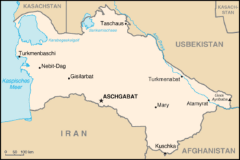 Turkmenistans Hauptstadt auf der Karte