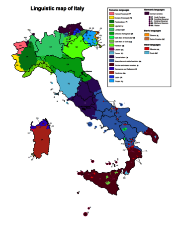 Sprachkarte von Italien