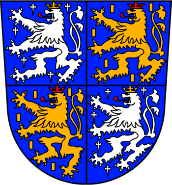 Das quadrierte Wappen der Grafen von Nassau-Saarbrücken
