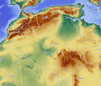 Topografische Karte von Algerien