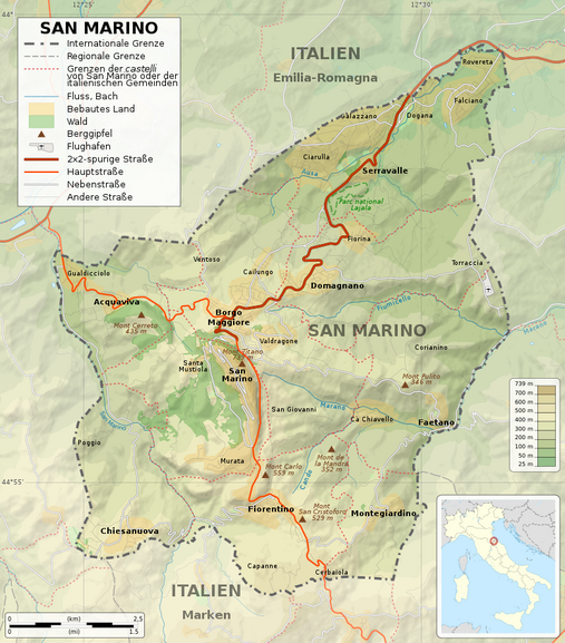 Topografische Karte San Marino