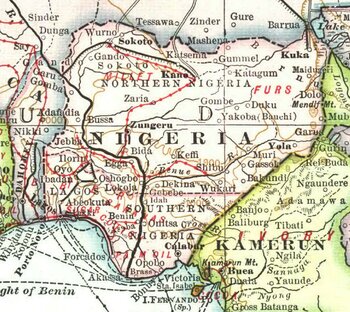 Karte von Nigeria aus dem Jahr 1909
