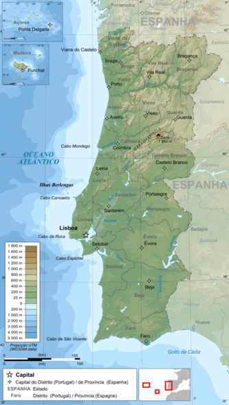 Topografische Karte von Portugal