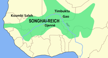 Songhai-Reich in seiner mutmaßlichen Ausdehnung
