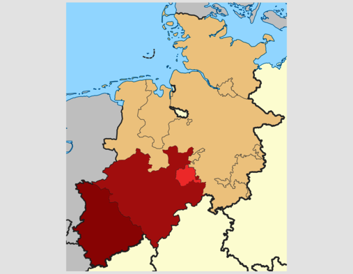 Nordrhein-Westfalen Gründung Landesteiel Karte