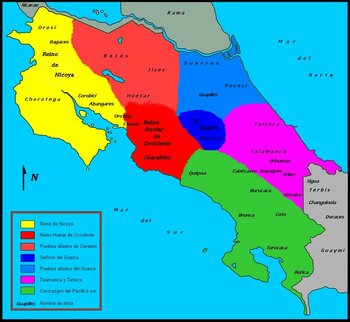 Karte der indigenen Kulturen in Costa Rica