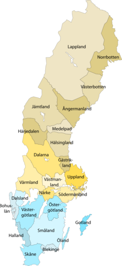 Historische Provinzen von Schweden