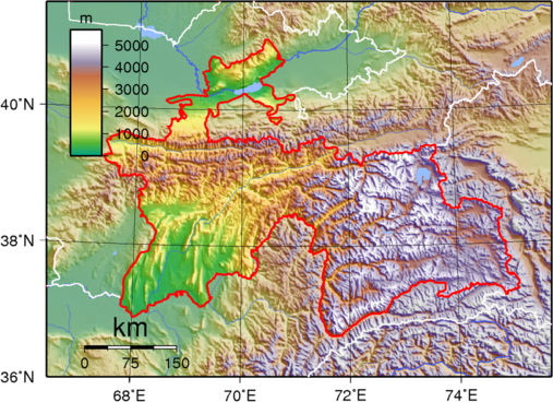 Topografische Karte von Tadschikistan