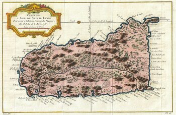 Historische Karte von St. Lucia von 1758
