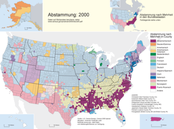 Karte der Abstammung in den USA