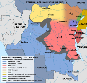 Machtbereiche im Zweiten Kongokrieg