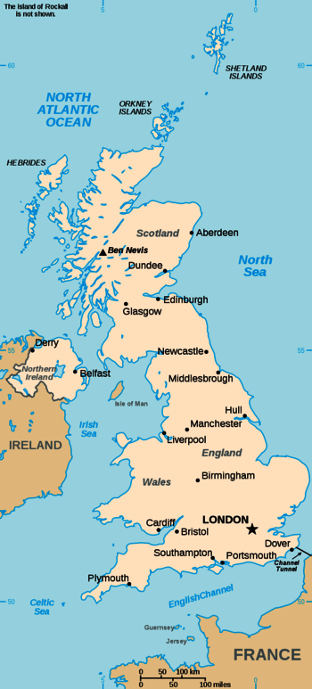 Karte Großbritannien mit Städten