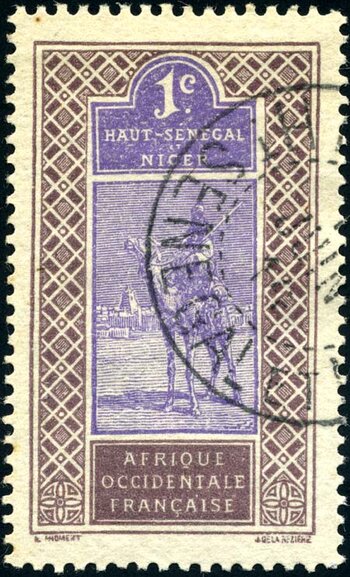 Briefmarke der Kolonie Obersenegal und Niger 1914