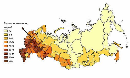Russland Bevölkerungsdichte