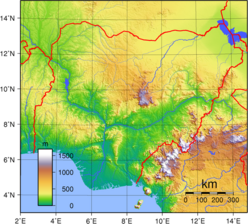 Topografische Karte von Nigeria