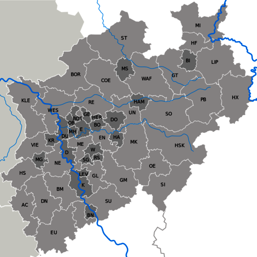 NRW Karte Kreise Landkreise