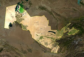 Satellitenaufnahme von Usbekistan