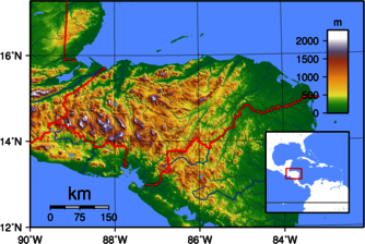 Topografische Karte von Honduras