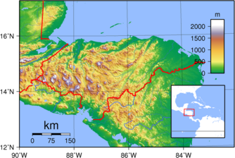 Topografische Karte von Honduras