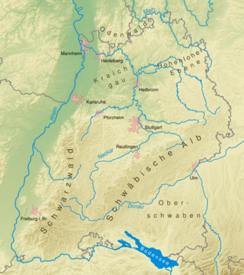 Baden-Württemberg, Landschaften, Karte Baden-Württemberg, Landschaften, Karte