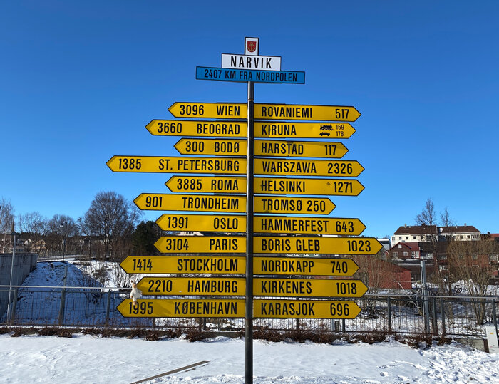 Wegweiser in Narvik Wegweiser in Narvik