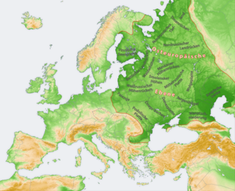 Lage der Osteuropäischen Tiefebene und ihre Landschaften