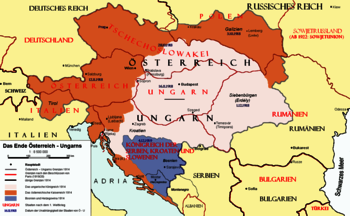 Aufteilung der Österreichisch-Ungarischen Monarchie gemäß den Pariser Vorortverträgen nach dem Ersten Weltkrieg