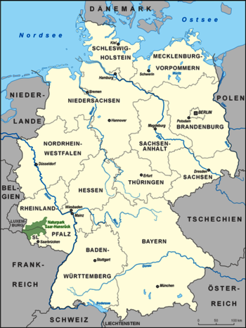 Karte, Lage Naturpark Saar-Hunsrück