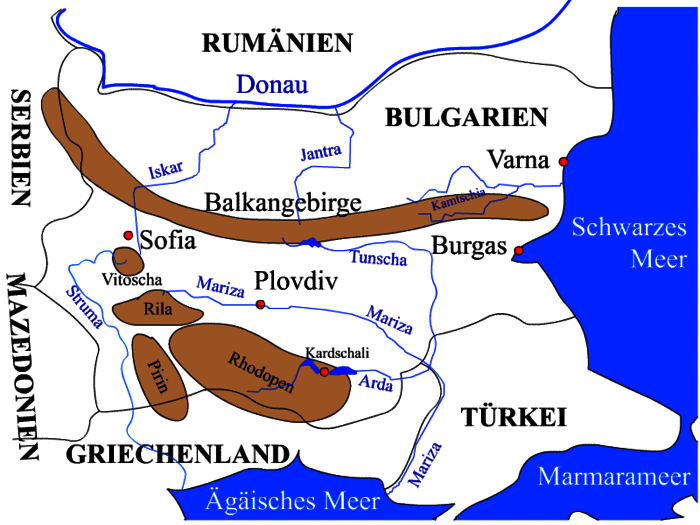 Gebirge und Flüsse in Bulgarien