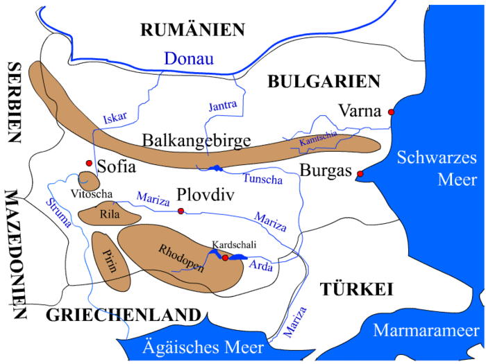 Gebirge und Flüsse in Bulgarien