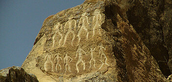 Felszeichnungen im Qobustan-Nationalpark in Aserbaidschan