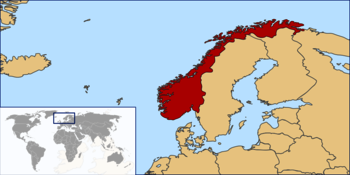 Lage von Norwegen in Europa