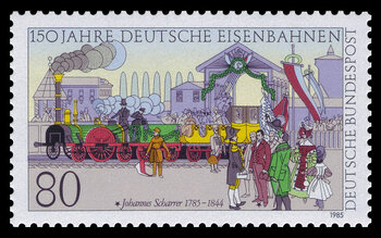 Briefmarke Eisenbahnfahrt Nürnberg - Fürth
