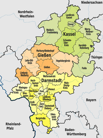 Verwaltungsbezirke in Hessen