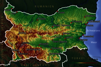 Topografische Karte von Bulgarien